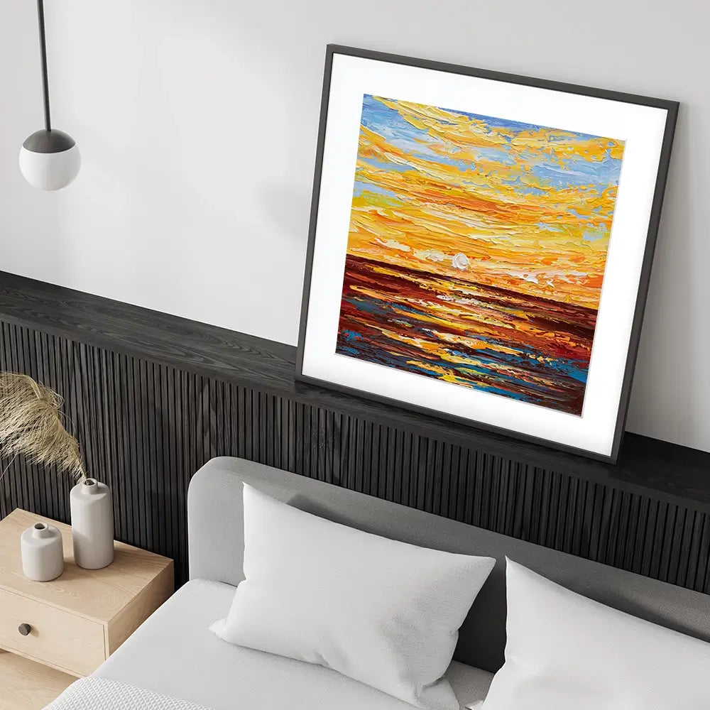Golden Sunset Square Framed Art Print Golden Sunset Square Framed Art Print wall art product Olga Tkachyk