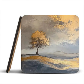 Golden Tree Coaster Set Rainbow Soul Tree Coaster Set | Rainbow Soul Tree Art Coasters wall art product David Alexander Elder
