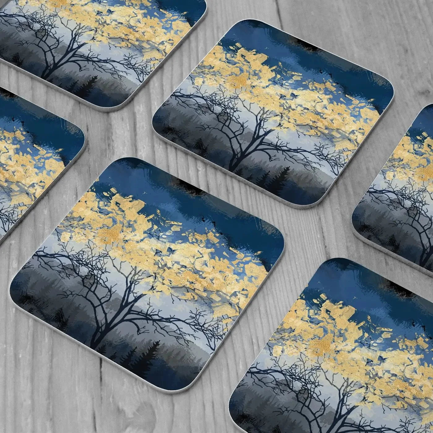 Golden Trees Coaster Set Golden Trees Coaster Set wall art product FLOWER 3D / Shutterstock