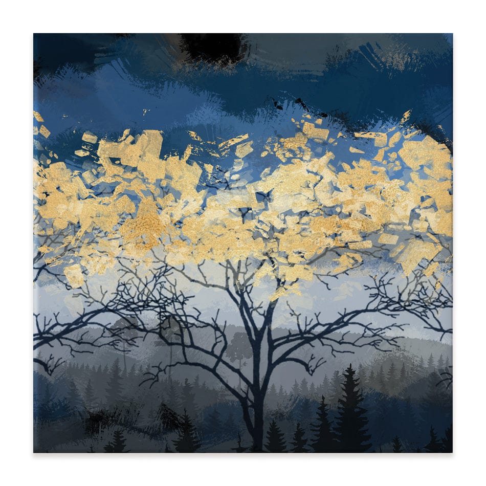 Golden Trees Square Canvas Print wall art product FLOWER 3D / Shutterstock