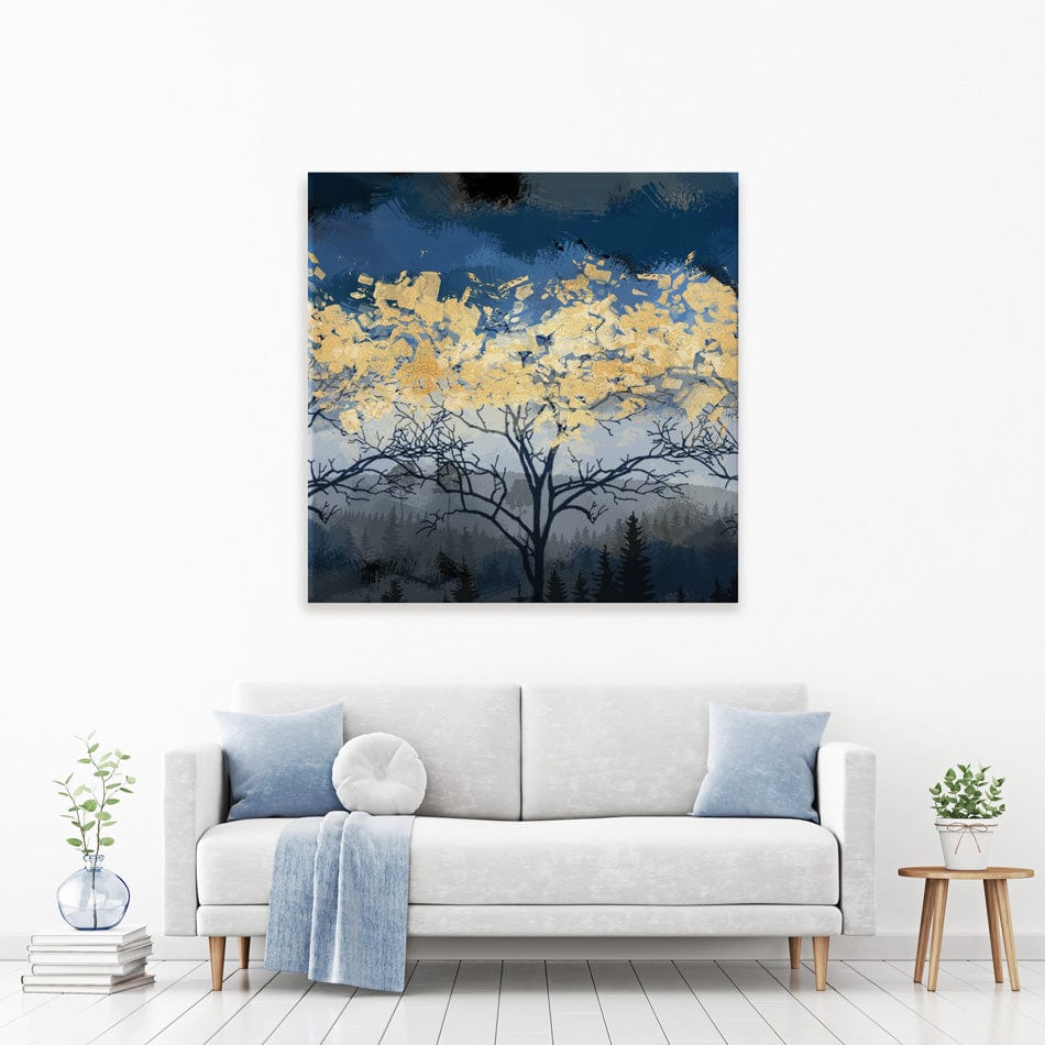 Golden Trees Square Canvas Print wall art product FLOWER 3D / Shutterstock