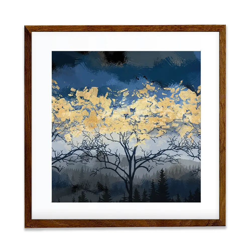 Golden Trees Square Framed Art Print Golden Trees Square Framed Art Print wall art product FLOWER 3D / Shutterstock