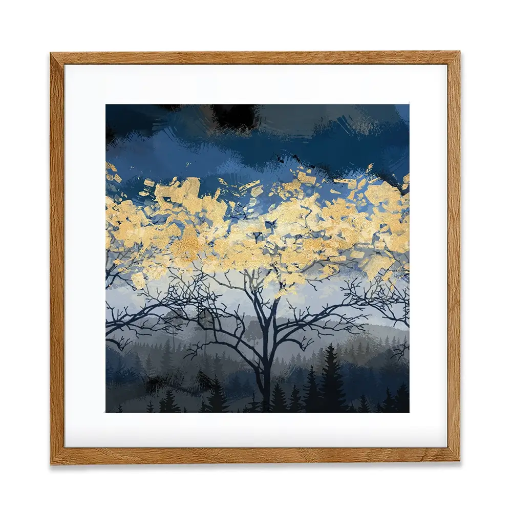 Golden Trees Square Framed Art Print Golden Trees Square Framed Art Print wall art product FLOWER 3D / Shutterstock