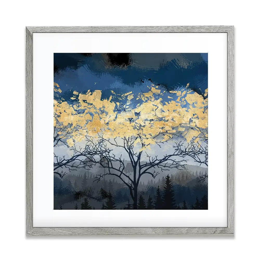 Golden Trees Square Framed Art Print Golden Trees Square Framed Art Print wall art product FLOWER 3D / Shutterstock