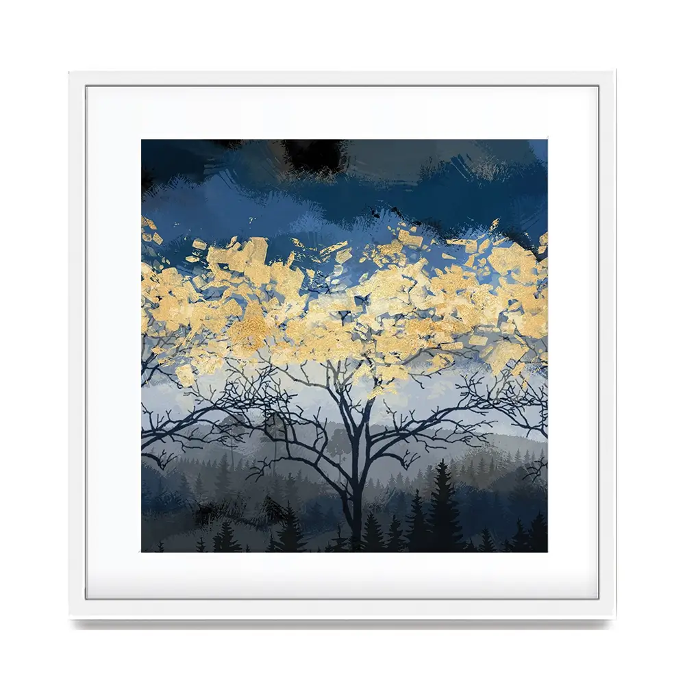 Golden Trees Square Framed Art Print Golden Trees Square Framed Art Print wall art product FLOWER 3D / Shutterstock