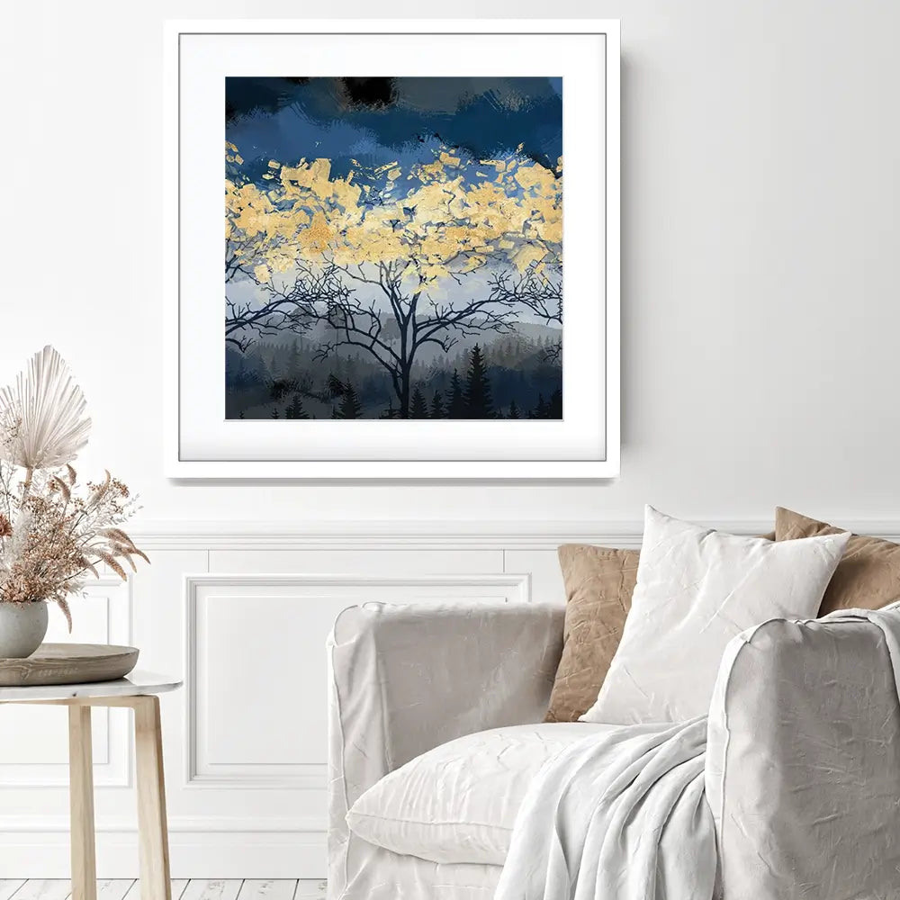 Golden Trees Square Framed Art Print Golden Trees Square Framed Art Print wall art product FLOWER 3D / Shutterstock