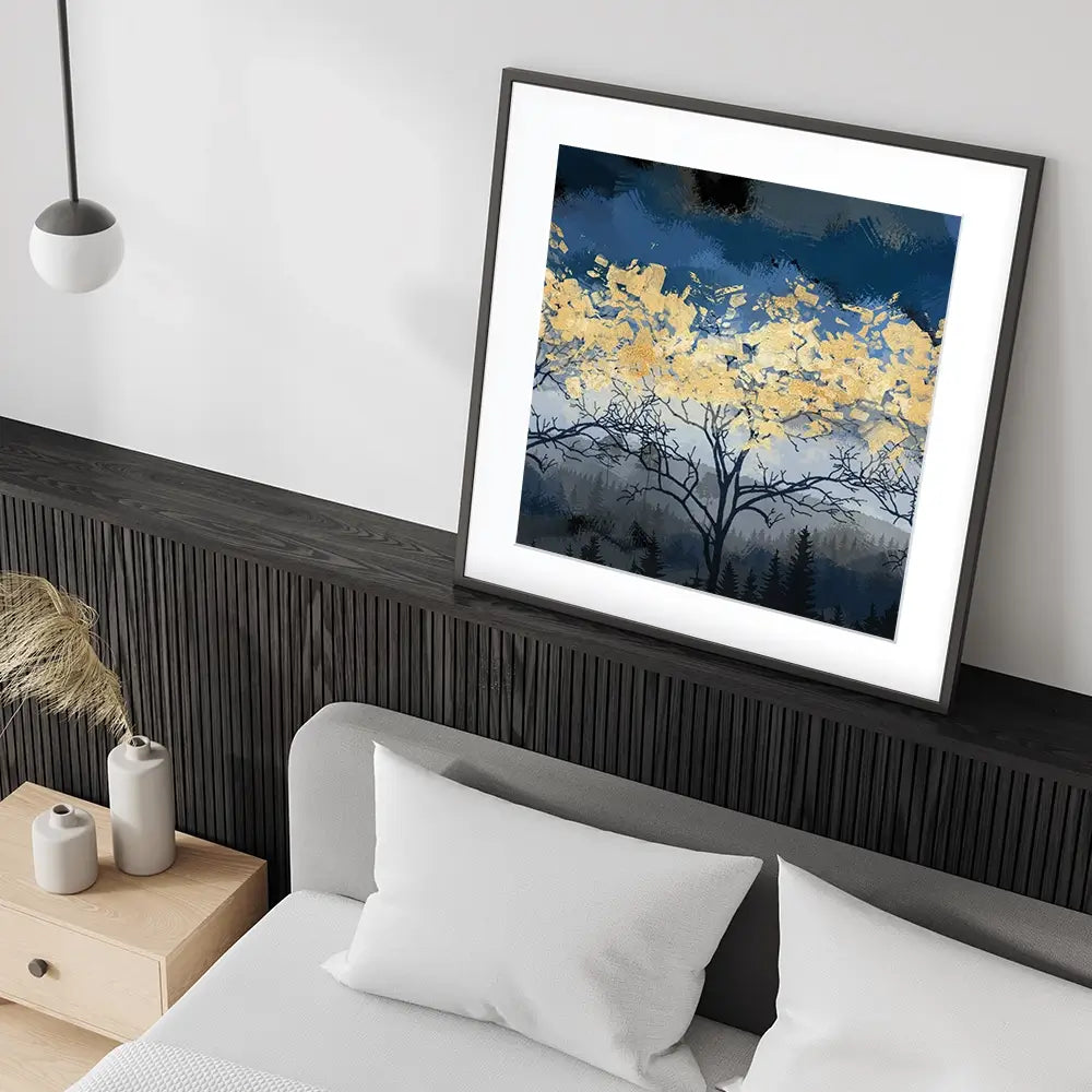 Golden Trees Square Framed Art Print Golden Trees Square Framed Art Print wall art product FLOWER 3D / Shutterstock