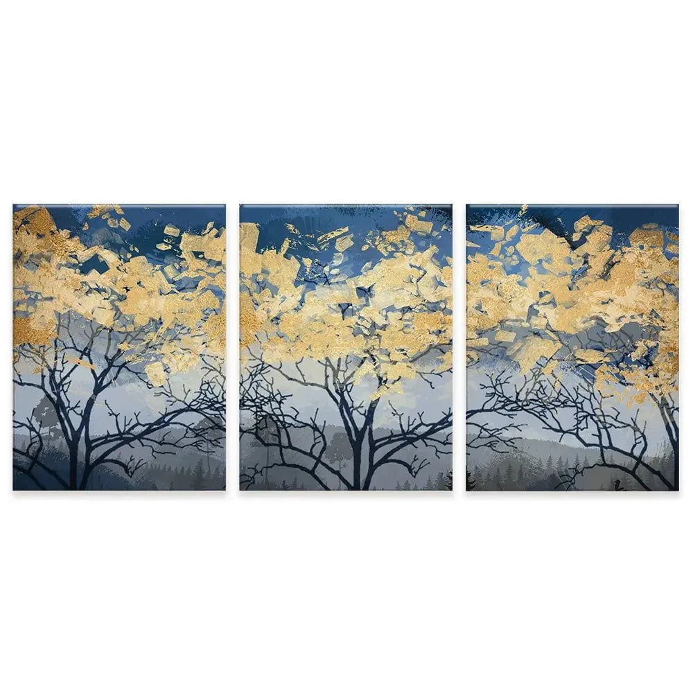 Golden Trees Trio Canvas Print Golden Trees Trio Canvas Print wall art product FLOWER 3D / Shutterstock
