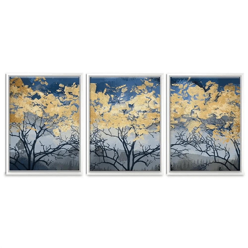 Golden Trees Trio Canvas Print Golden Trees Trio Canvas Print wall art product FLOWER 3D / Shutterstock