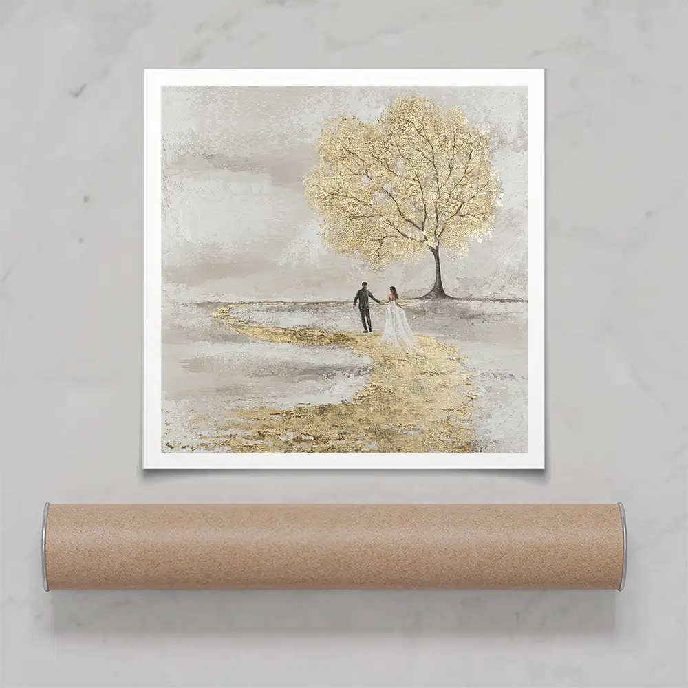 Golden Vows Square Art Print Golden Vows Square Art Print wall art product Isabella Karolewicz