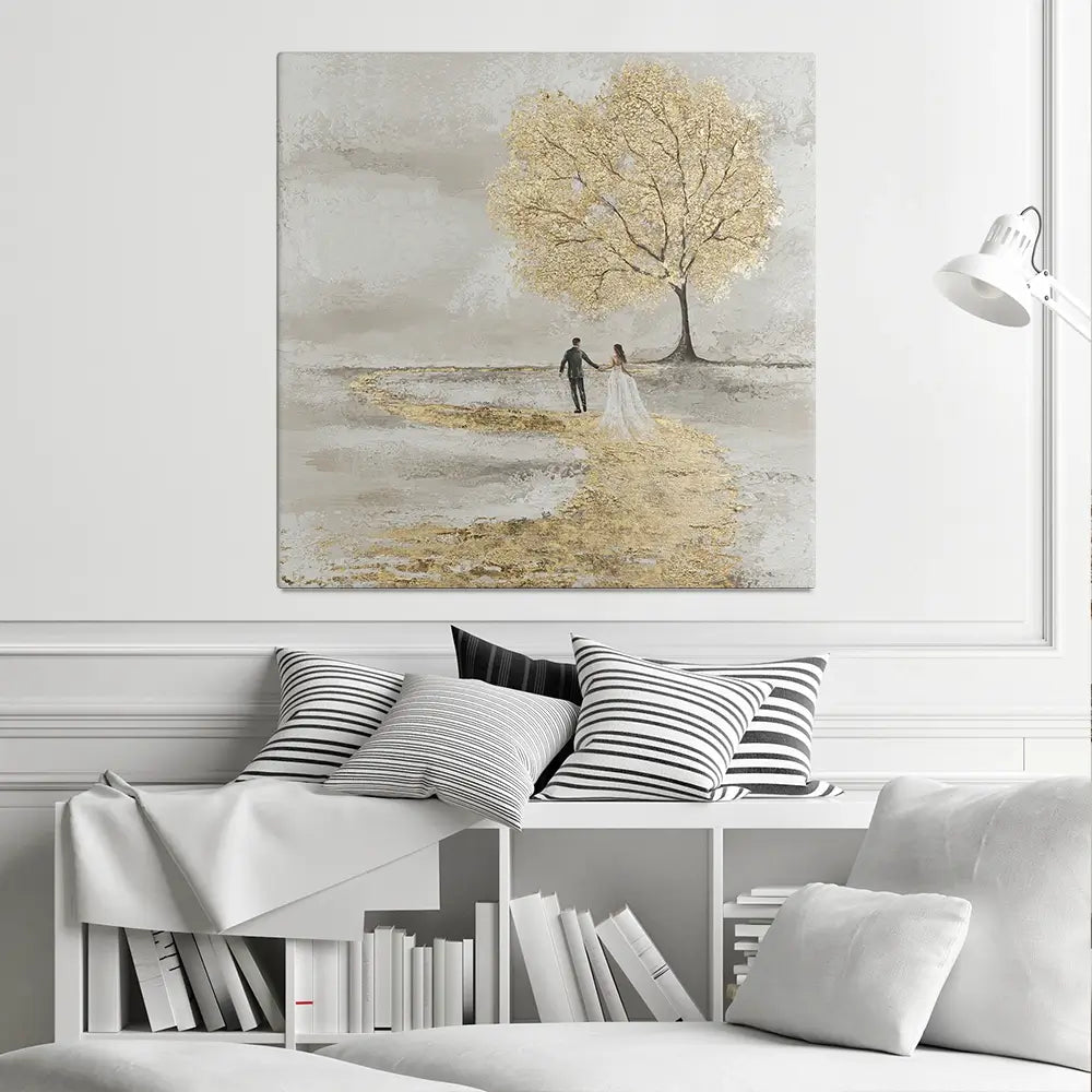 Golden Vows Square Canvas Print Golden Vows Square Canvas Print wall art product Isabella Karolewicz
