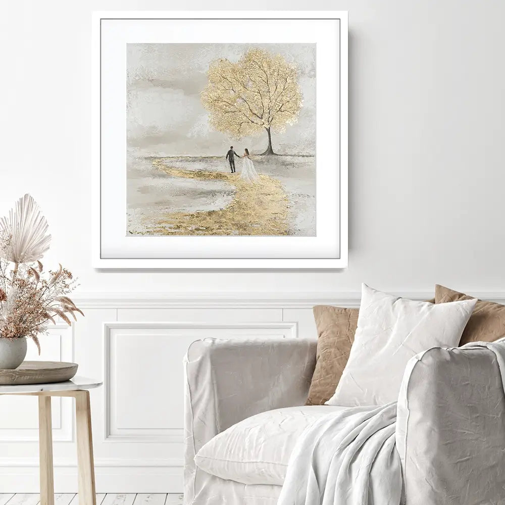 Golden Vows Square Framed Art Print Golden Vows Square Framed Art Print wall art product Isabella Karolewicz