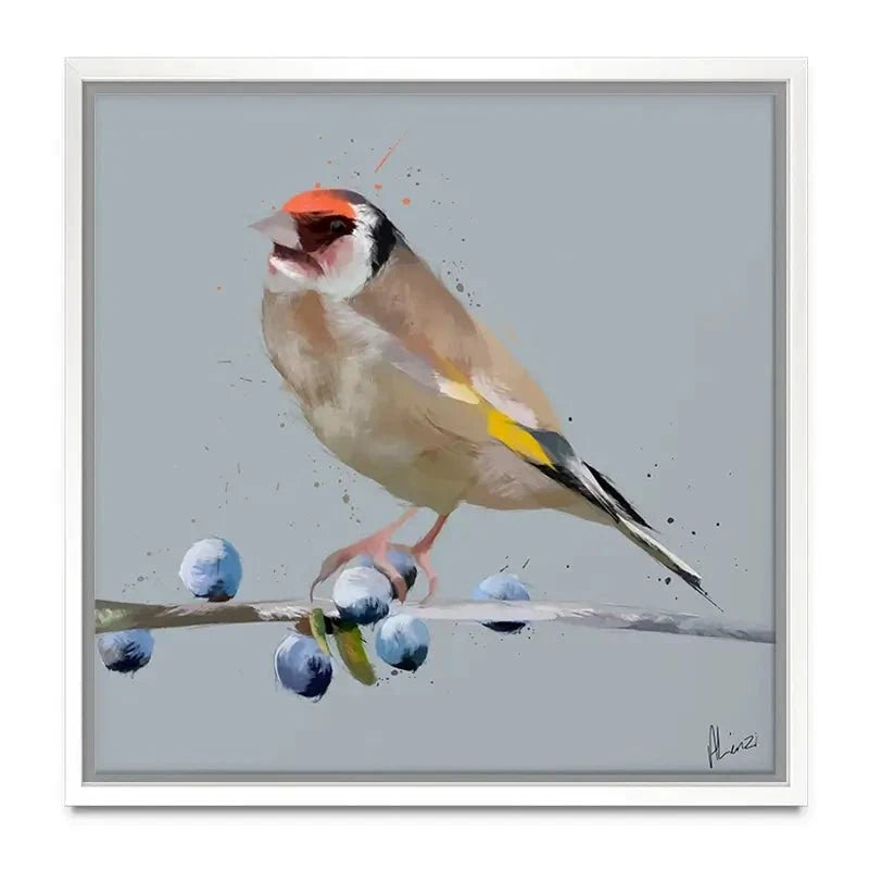 Goldfinch And Berries Canvas Print Goldfinch And Berries Canvas Print wall art product Aimee Linzi