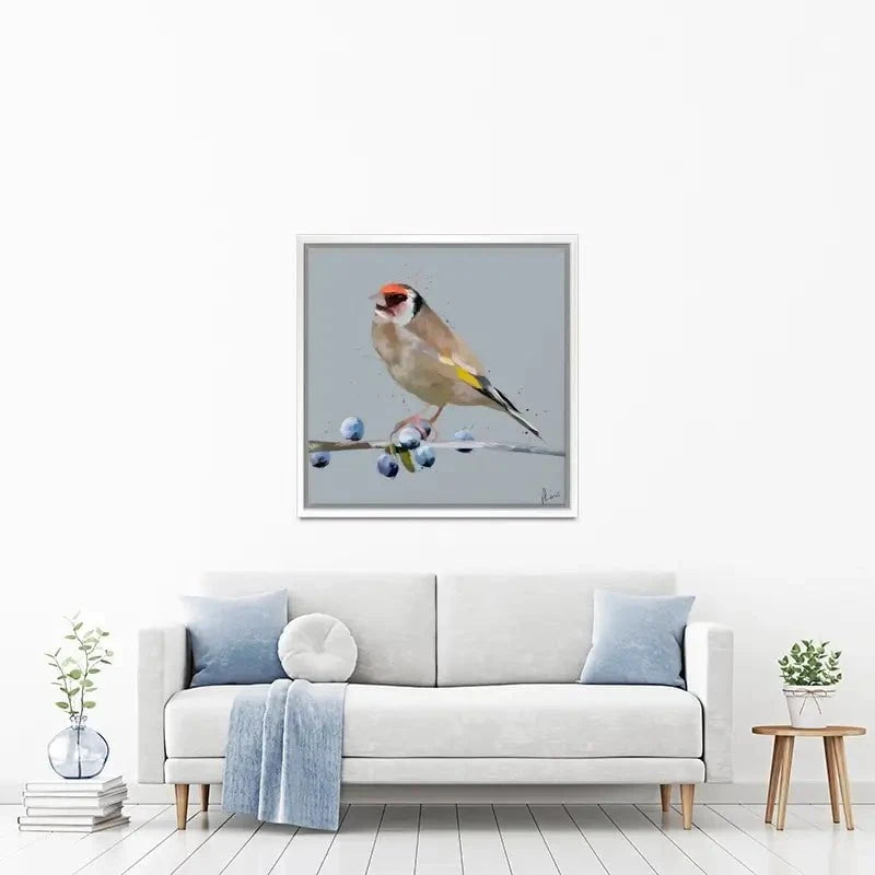 Goldfinch And Berries Canvas Print Goldfinch And Berries Canvas Print wall art product Aimee Linzi