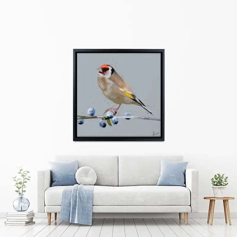 Goldfinch And Berries Canvas Print Goldfinch And Berries Canvas Print wall art product Aimee Linzi