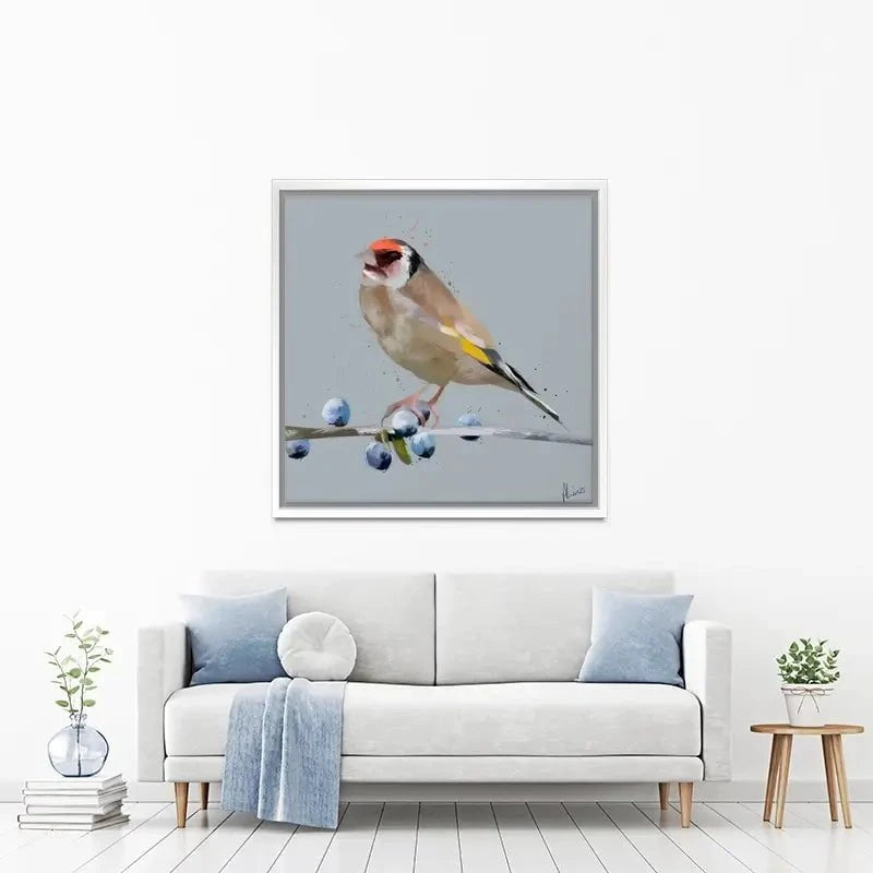 Goldfinch And Berries Canvas Print Goldfinch And Berries Canvas Print wall art product Aimee Linzi