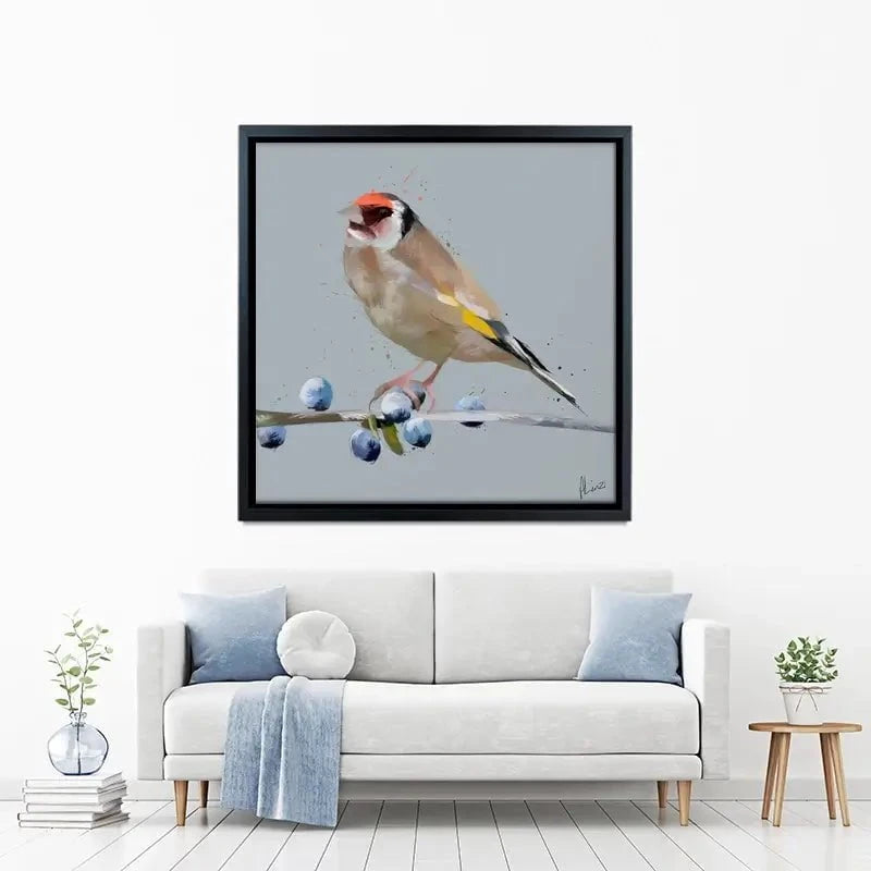 Goldfinch And Berries Canvas Print Goldfinch And Berries Canvas Print wall art product Aimee Linzi