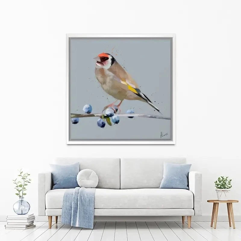 Goldfinch And Berries Canvas Print Goldfinch And Berries Canvas Print wall art product Aimee Linzi