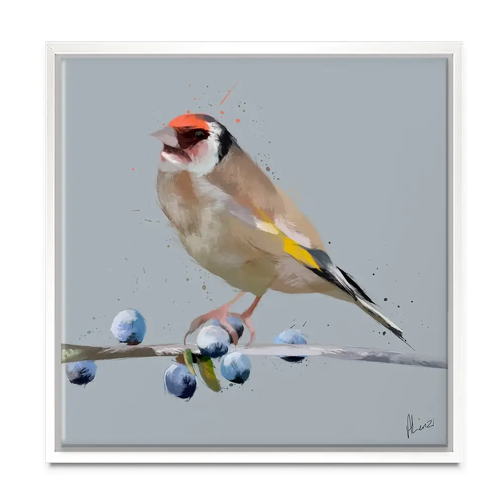 Goldfinch And Berries Canvas Print Goldfinch And Berries Canvas Print wall art product Aimee Linzi