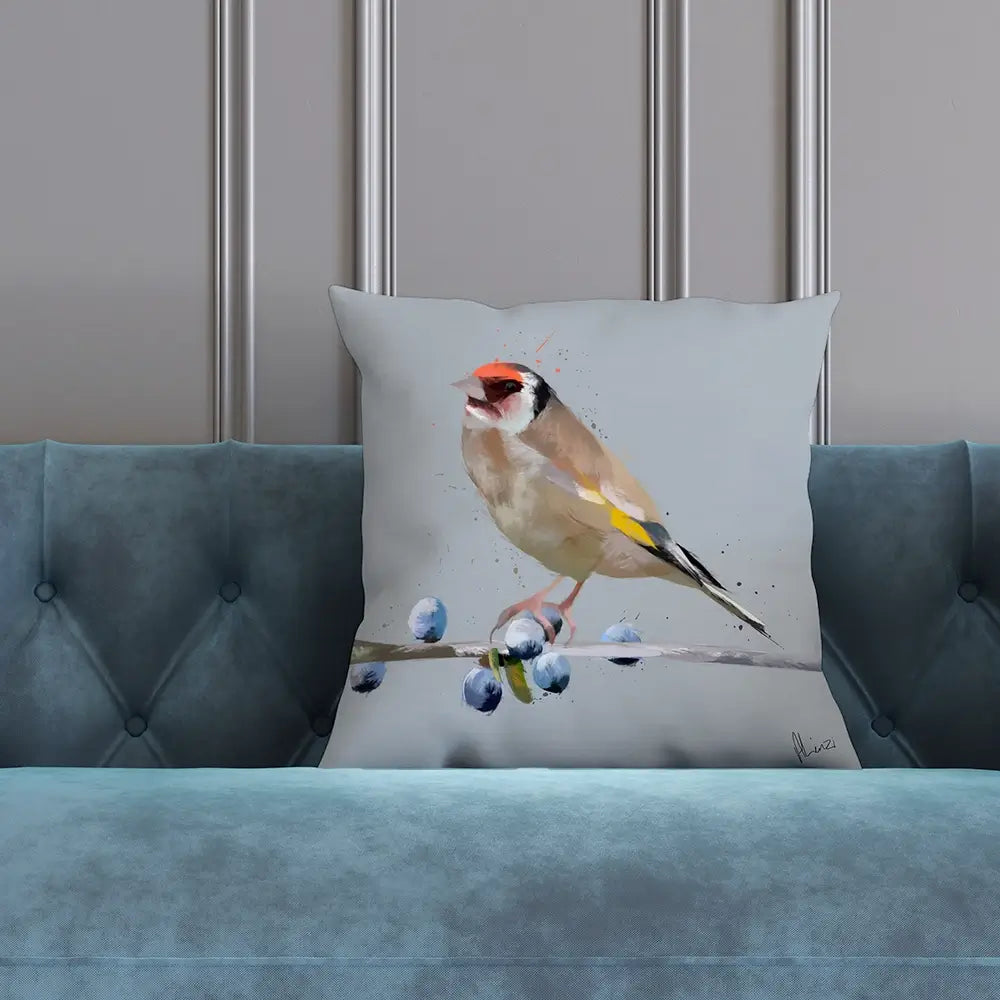 Goldfinch And Berries Cushion Goldfinch And Berries Cushion wall art product Aimee Linzi