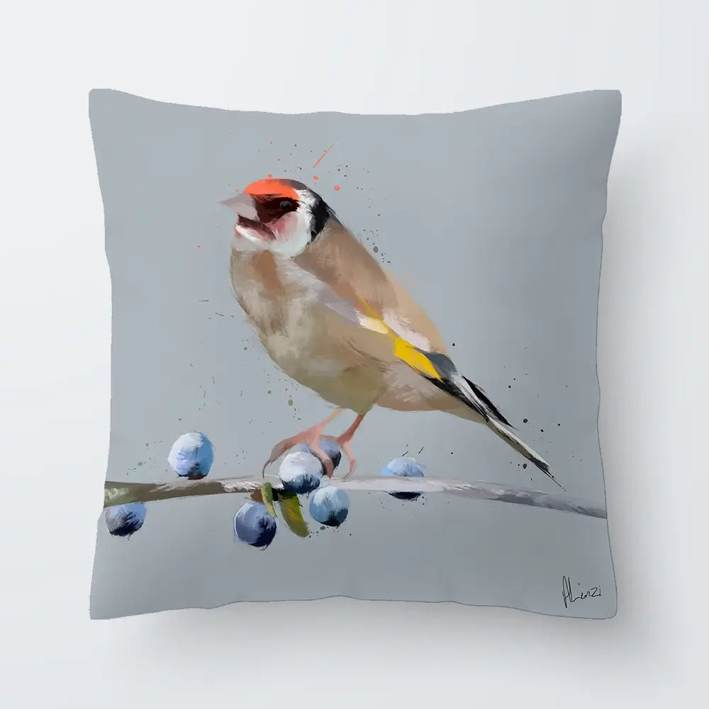 Goldfinch And Berries Cushion Goldfinch And Berries Cushion wall art product Aimee Linzi