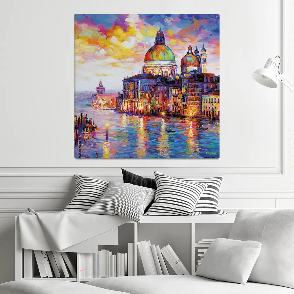 Grand Canal Italy Square Canvas Print Grand Canal Italy Square Canvas Print wall art product Leon Devenice