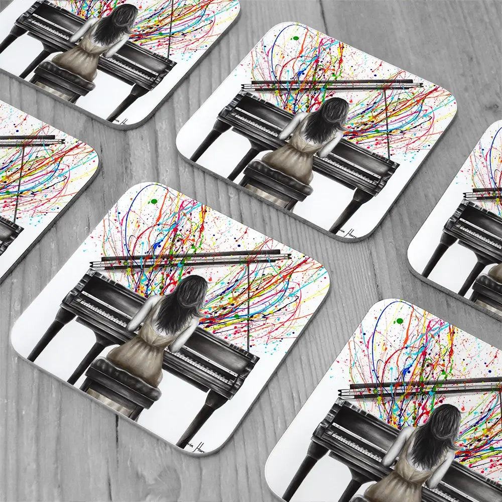 Grand Piano Solo Coaster Set Rainbow Soul Tree Coaster Set | Rainbow Soul Tree Art Coasters wall art product Ashvin Harrison