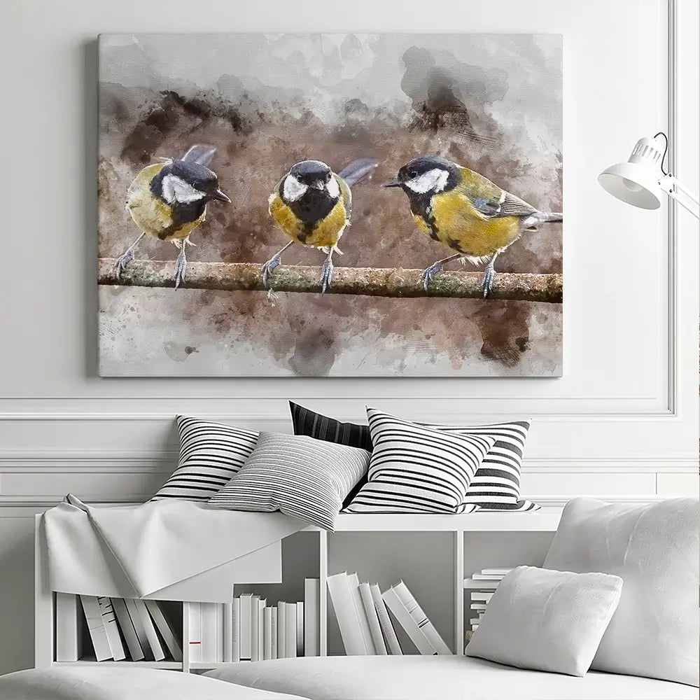 Great Tits Canvas Print Great Tits Canvas Print wall art product Matt Gibson / Shutterstock