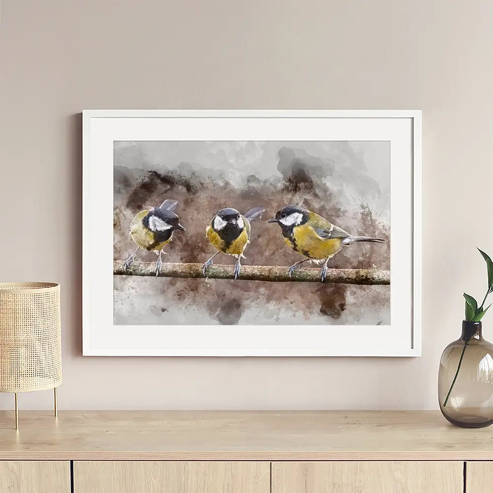Great Tits Framed Art Print Great Tits Framed Art Print wall art product Matt Gibson / Shutterstock