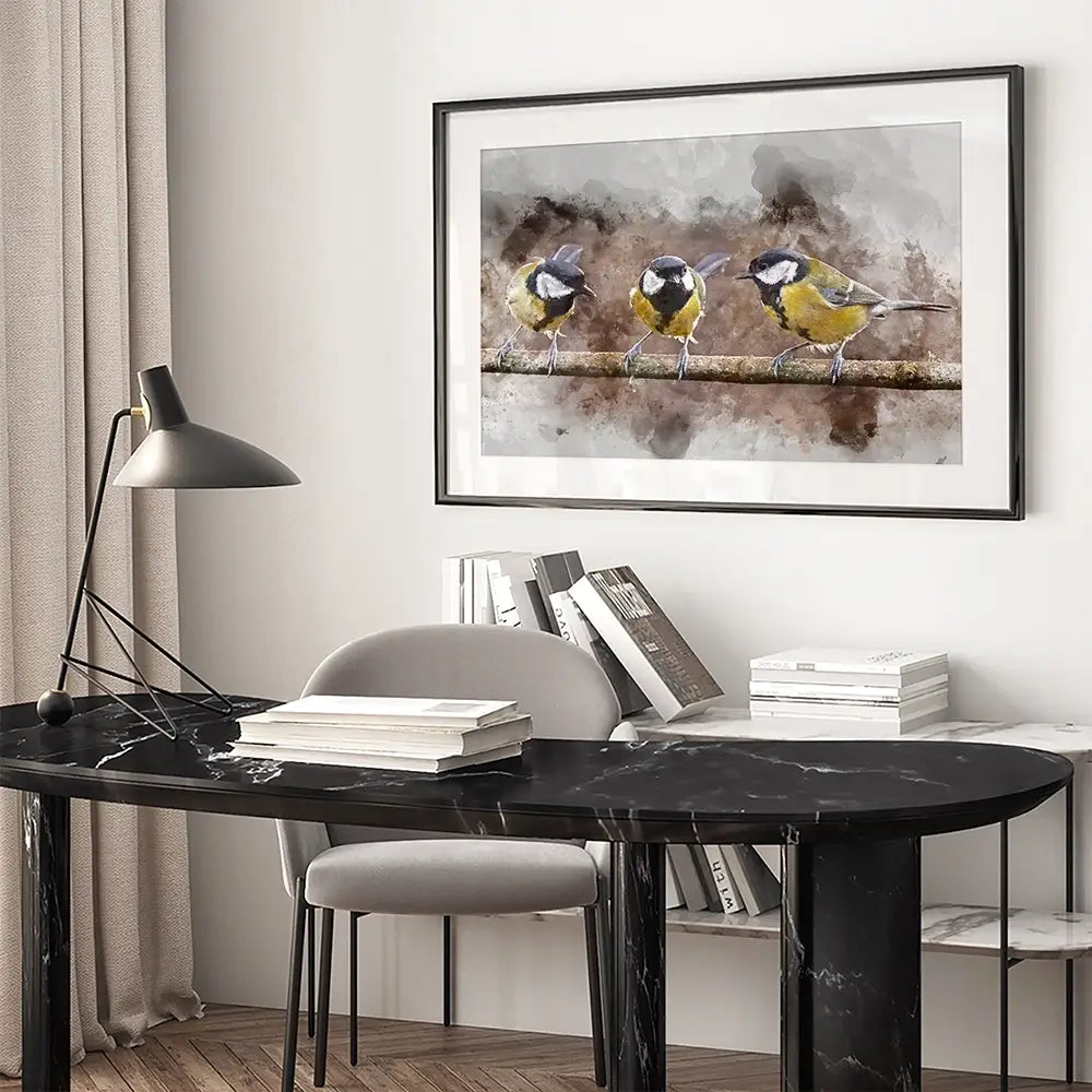 Great Tits Framed Art Print Great Tits Framed Art Print wall art product Matt Gibson / Shutterstock