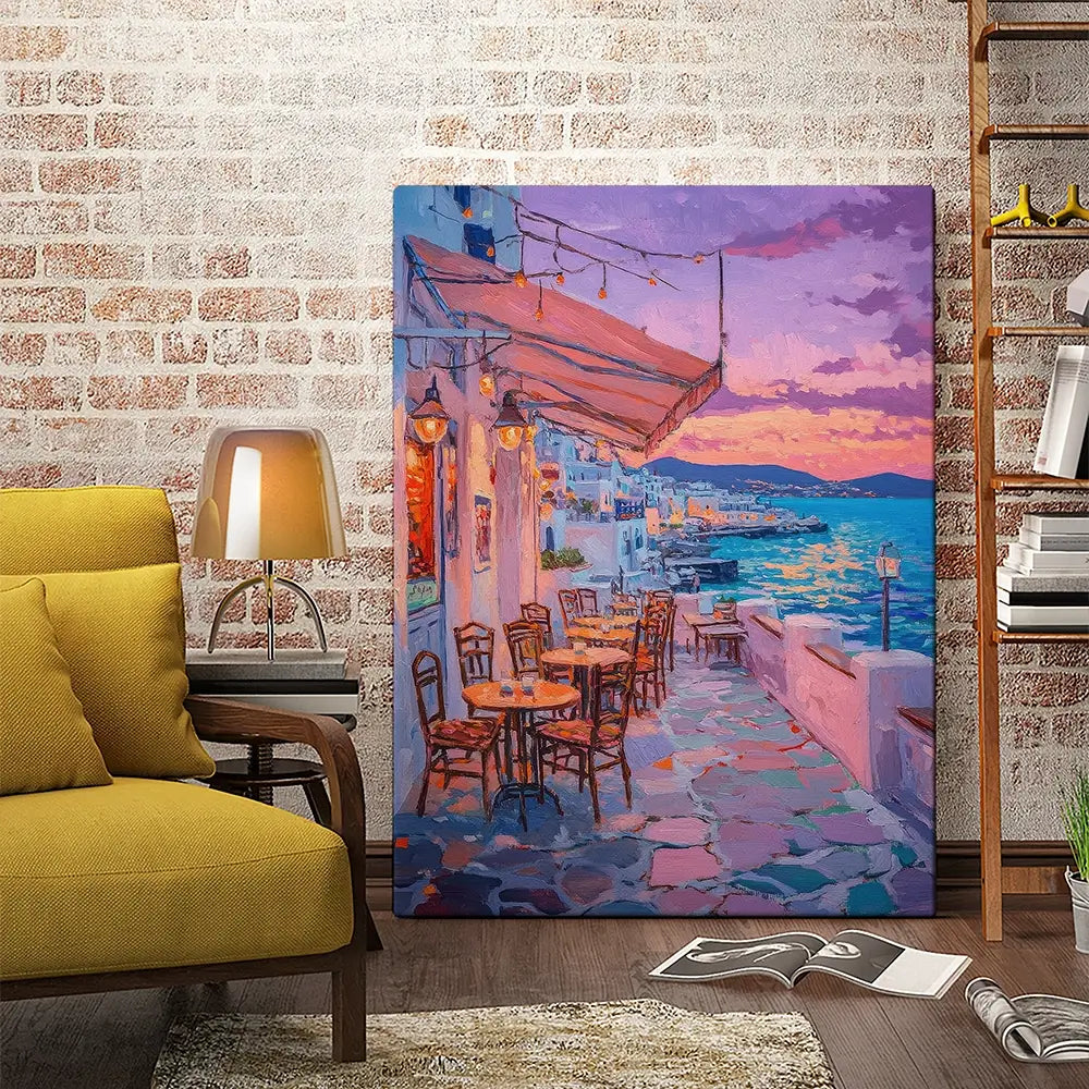 Greek Island Cafe Canvas Print Greek Island Cafe Canvas Print wall art product Tanya Ocean