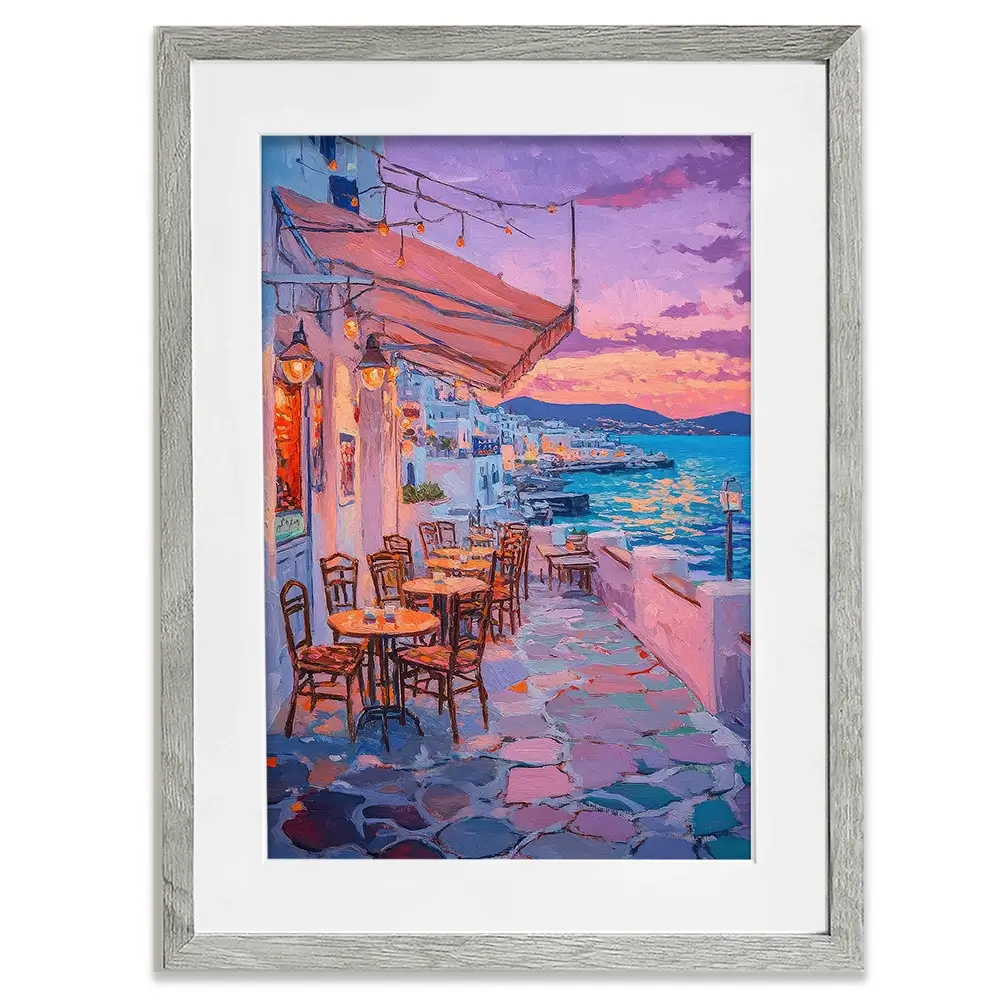Greek Island Cafe Framed Art Print Greek Island Cafe Framed Art Print wall art product Tanya Ocean