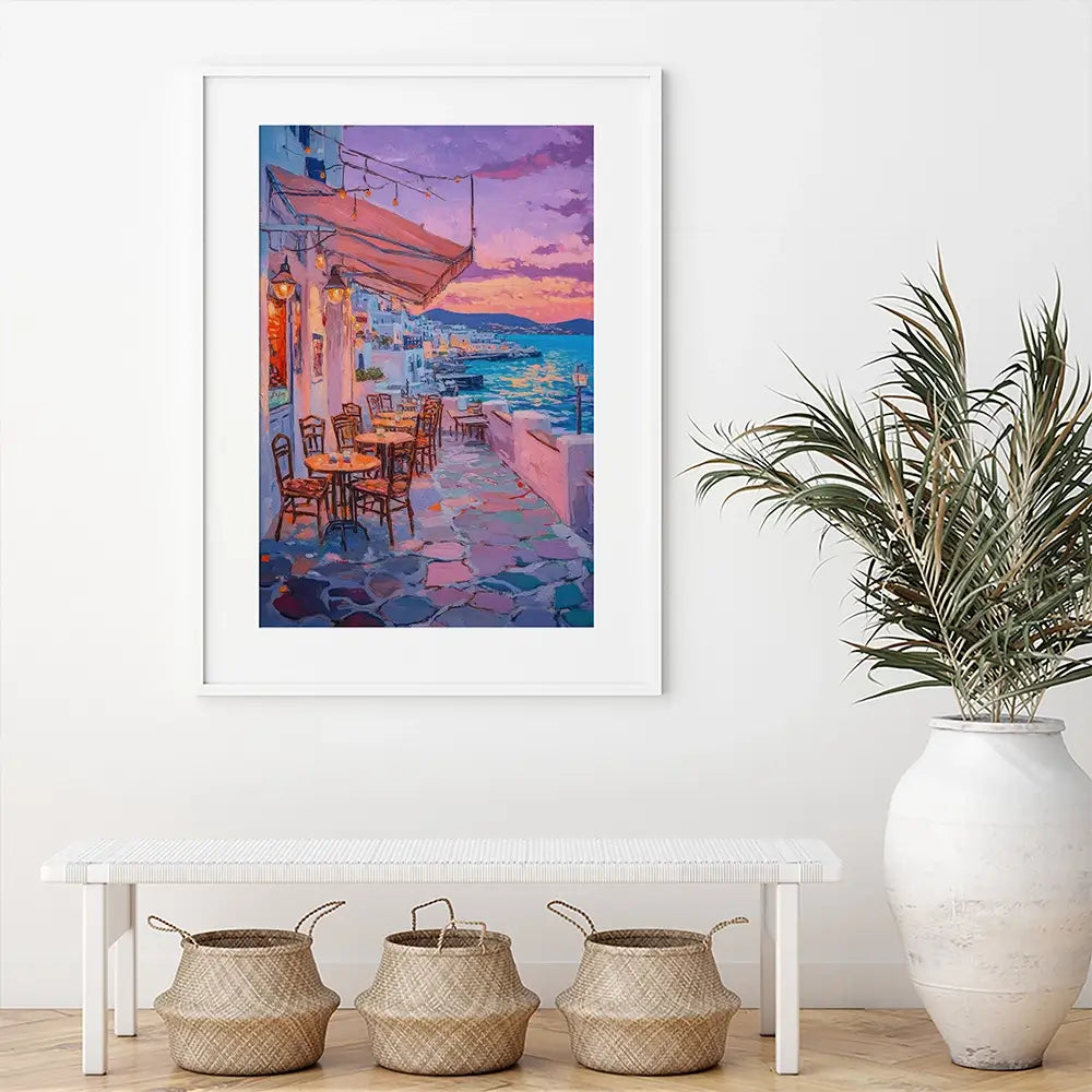 Greek Island Cafe Framed Art Print Greek Island Cafe Framed Art Print wall art product Tanya Ocean