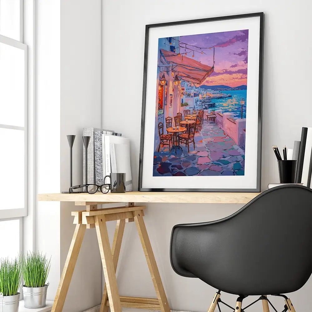 Greek Island Cafe Framed Art Print Greek Island Cafe Framed Art Print wall art product Tanya Ocean