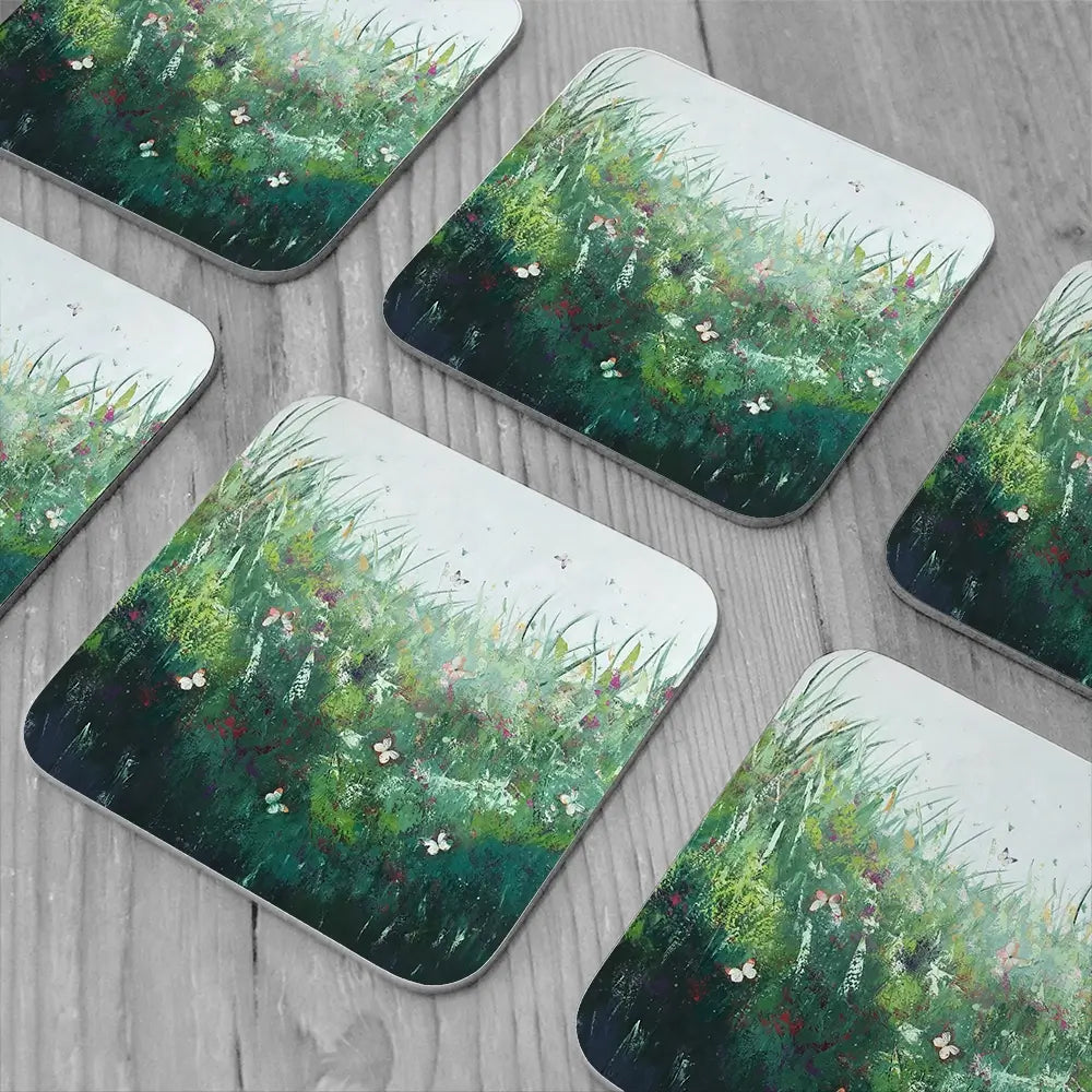 Green Butterflies Coaster Set Green Butterflies Coaster Set wall art product Laure Bury