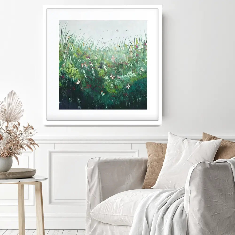 Green Butterflies Framed Art Print Green Butterflies Framed Art Print wall art product Laure Bury