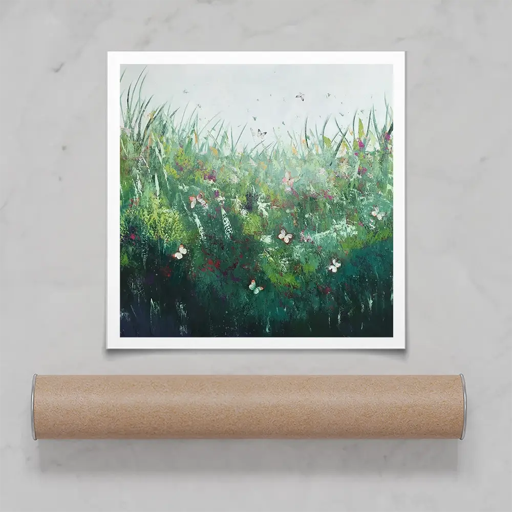 Green Butterflies Square Art Print Green Butterflies Square Art Print wall art product Laure Bury
