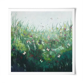 Green Butterflies Square Art Print Green Butterflies Square Art Print wall art product Laure Bury