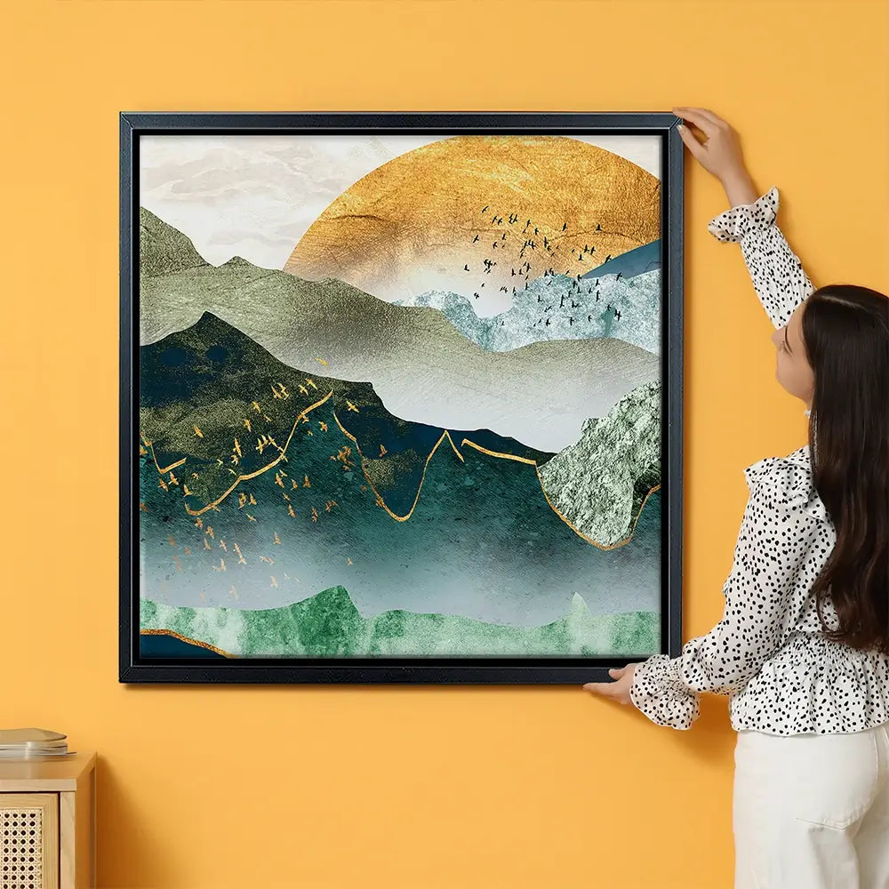 Green Golden Mountains By Sunset Oversized Canvas Print Green Golden Mountains By Sunset Oversized Canvas Print wall art product Art Print Shop