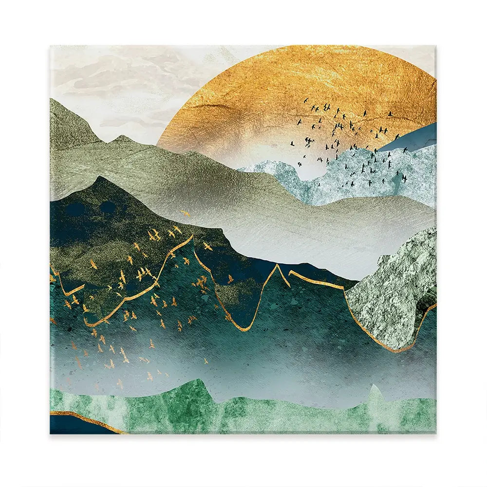 Green Golden Mountains By Sunset Oversized Canvas Print Green Golden Mountains By Sunset Oversized Canvas Print wall art product Art Print Shop