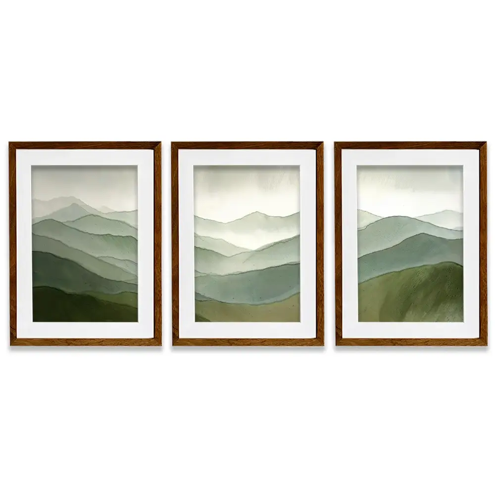 Green Hills Framed Art Print Trio Green Hills Framed Art Print Trio wall art product IAmHomeStudio