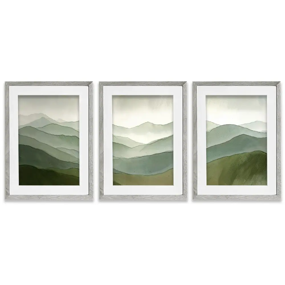 Green Hills Framed Art Print Trio Green Hills Framed Art Print Trio wall art product IAmHomeStudio
