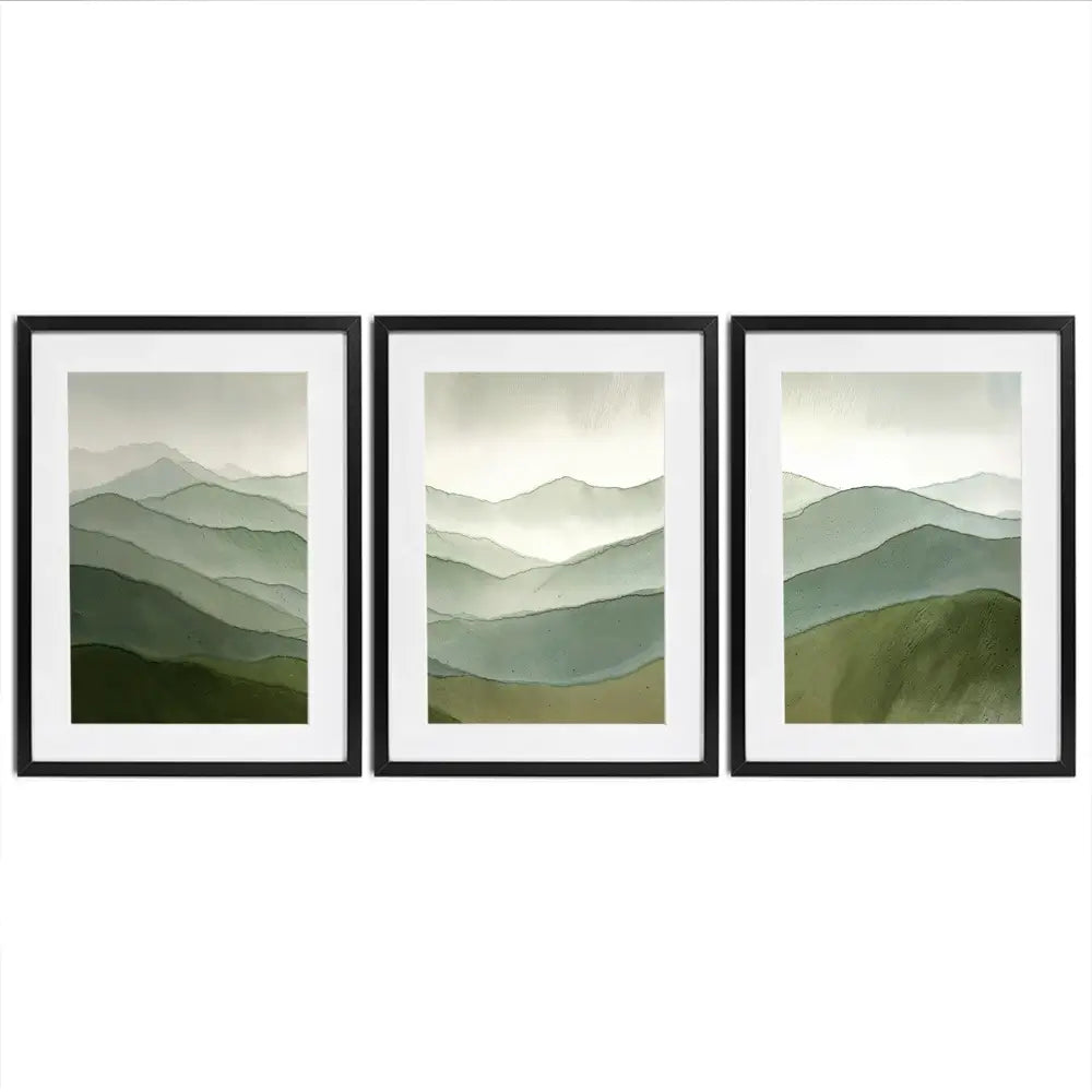 Green Hills Framed Art Print Trio Green Hills Framed Art Print Trio wall art product IAmHomeStudio