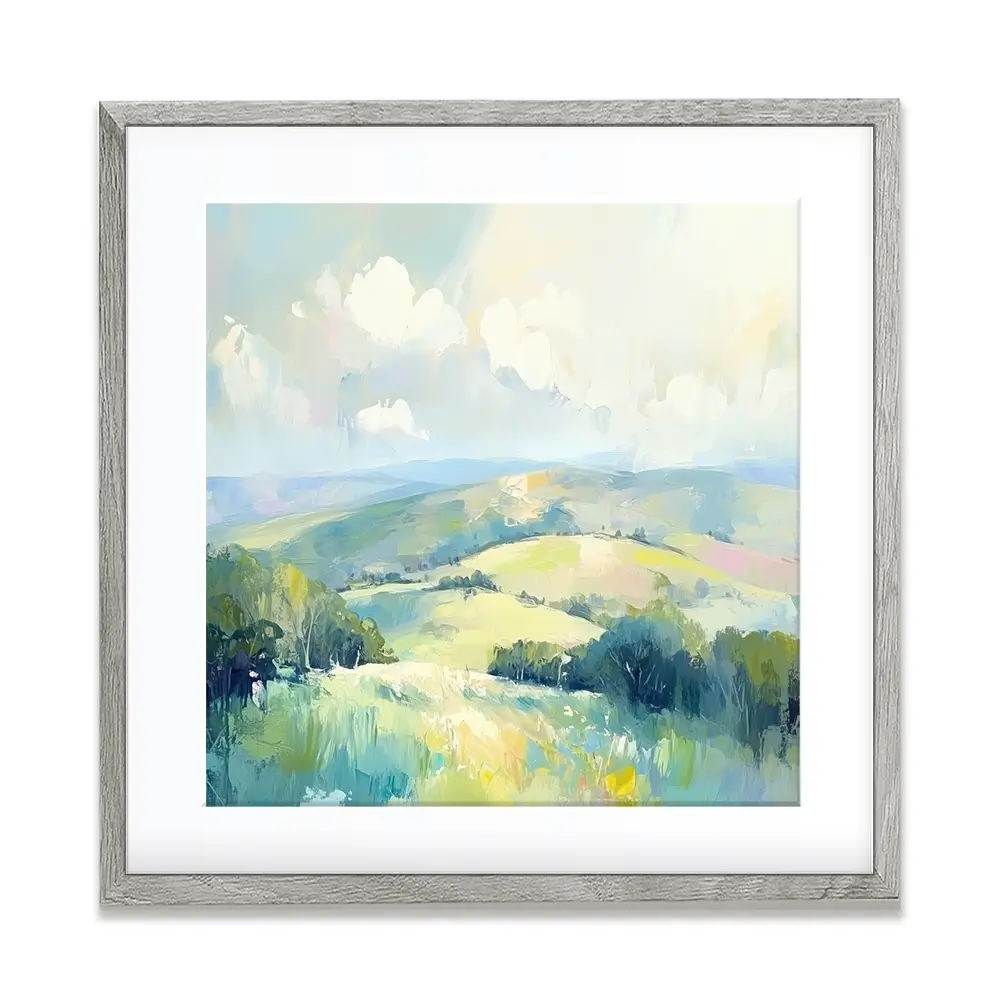 Green Hills Square Framed Art Print Green Hills Square Framed Art Print wall art product Art Print Shop