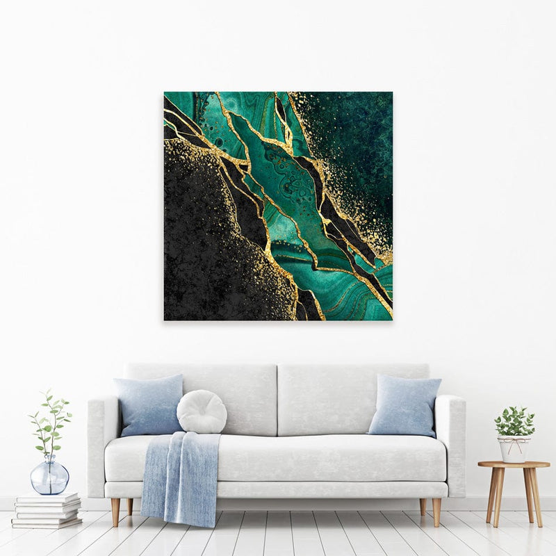 Green Malachite Marble Square Canvas Print wall art product wacomka / Shutterstock