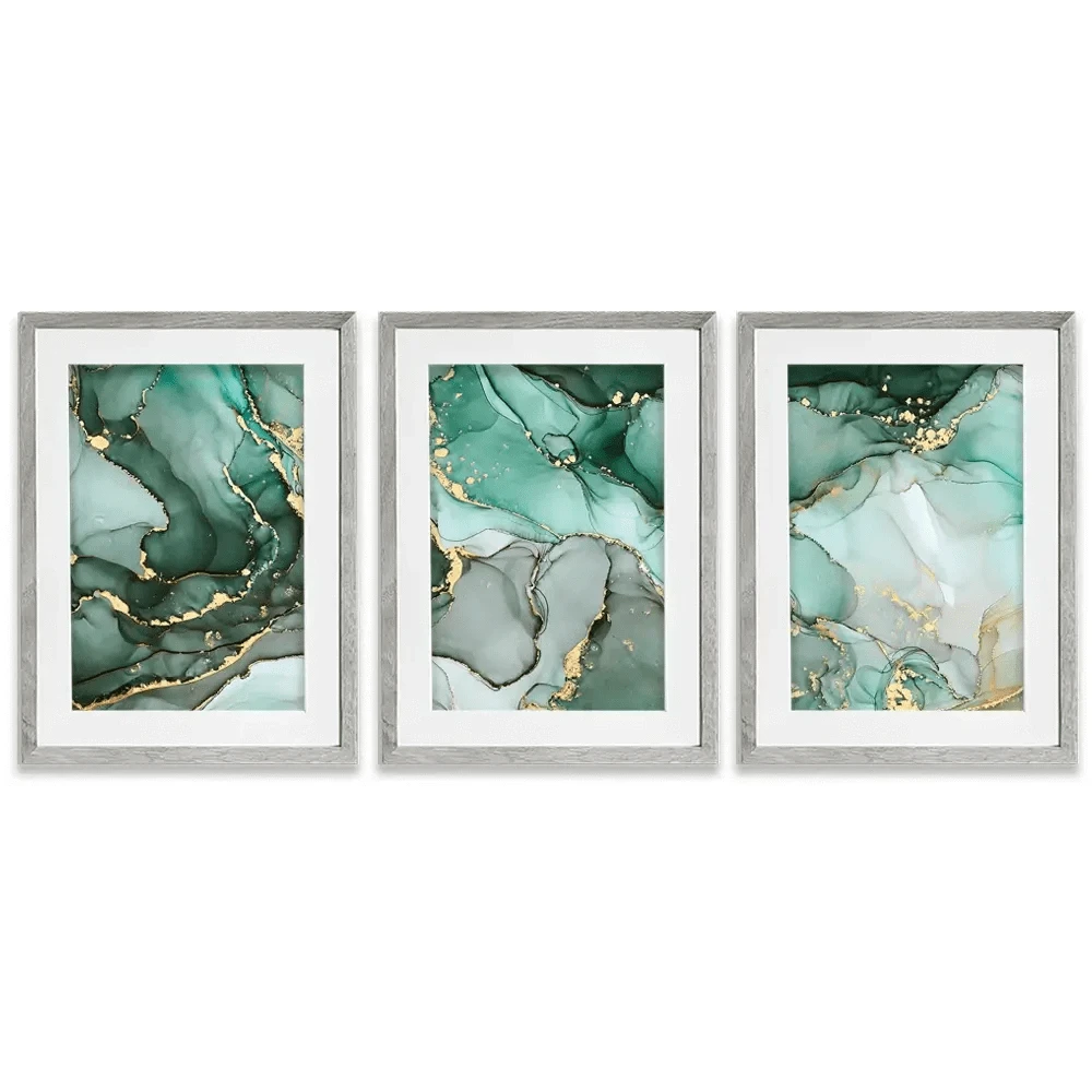 Green Marble Tones Framed Art Print Trio Green Marble Tones Framed Art Print Trio wall art product djero.adlibeshe yahoo.com / Shutterstock