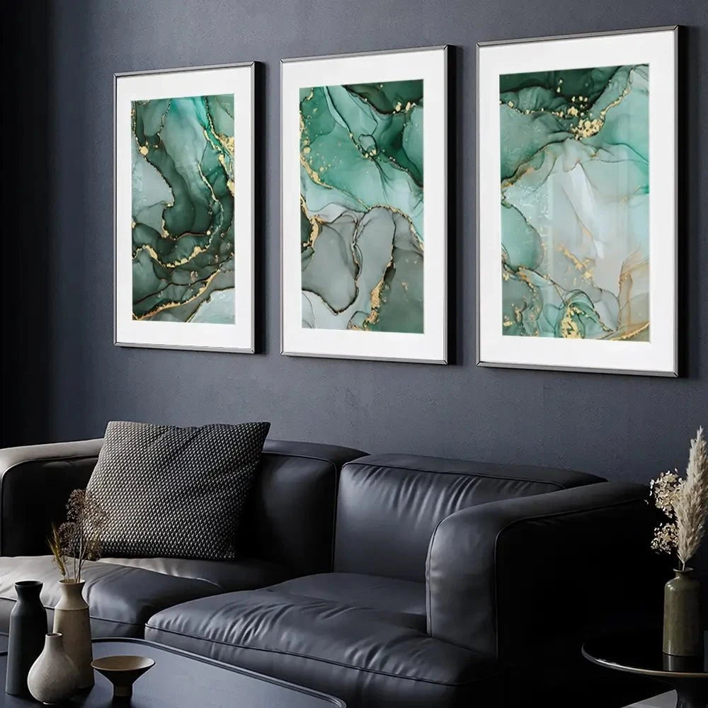 Green Marble Tones Framed Art Print Trio Green Marble Tones Framed Art Print Trio wall art product djero.adlibeshe yahoo.com / Shutterstock