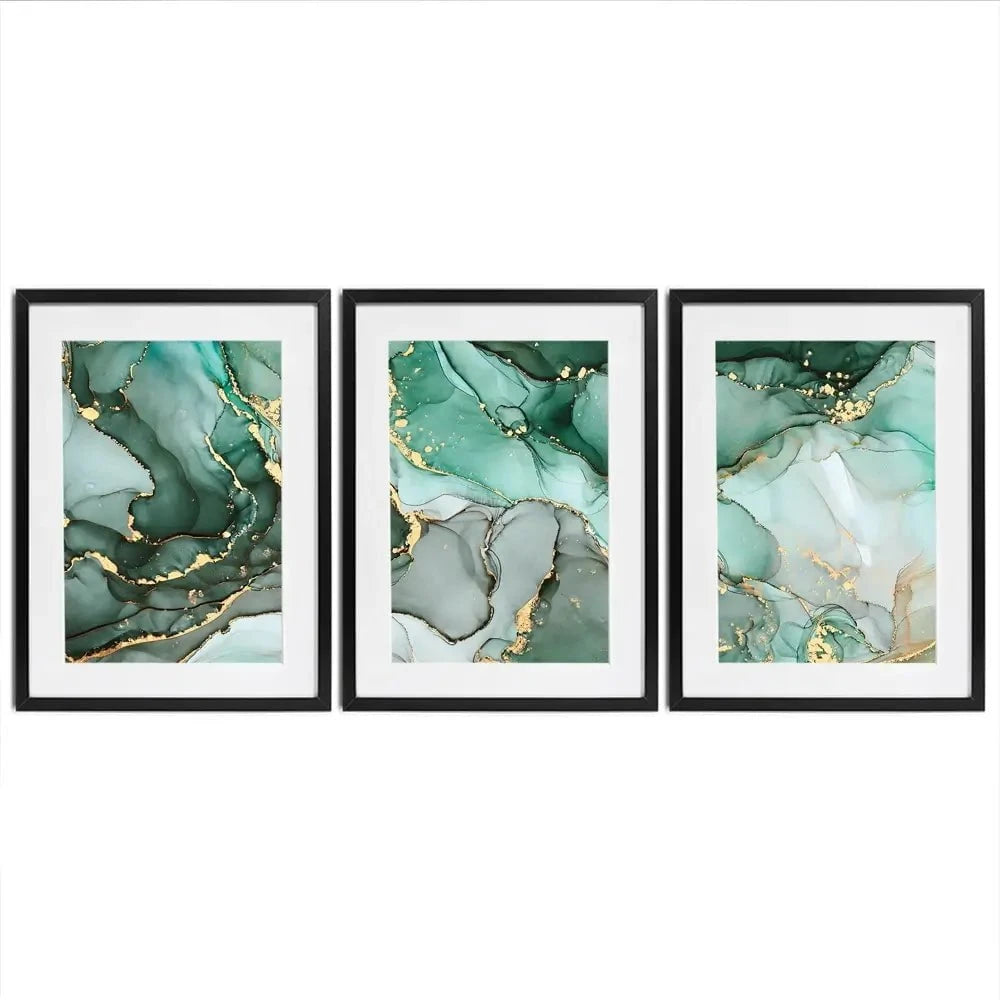 Green Marble Tones Framed Art Print Trio Green Marble Tones Framed Art Print Trio wall art product djero.adlibeshe yahoo.com / Shutterstock