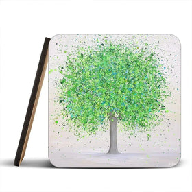 Green Summer Love Coaster Set Rainbow Soul Tree Coaster Set | Rainbow Soul Tree Art Coasters wall art product Jo Gough