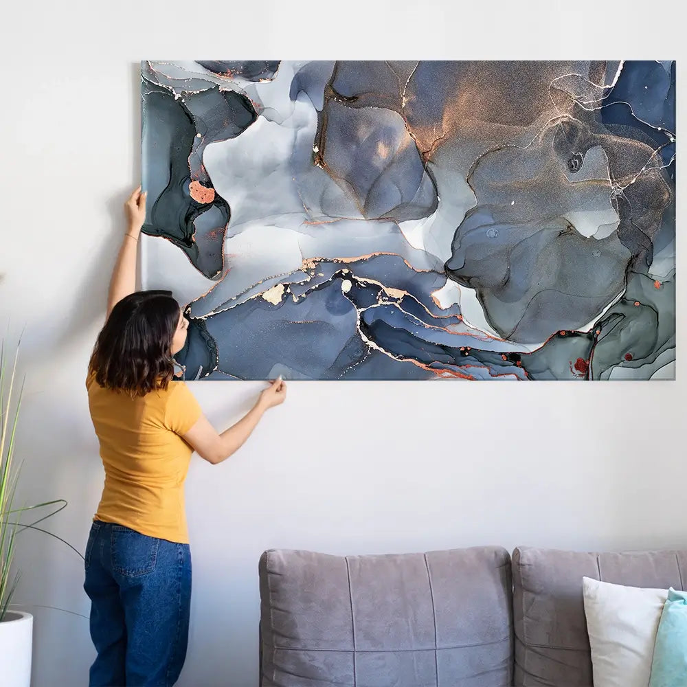 Grey And Blue Marble Oversized Canvas Print Grey And Blue Marble Oversized Canvas Print wall art product djero.adlibeshe yahoo.com / Shutterstock
